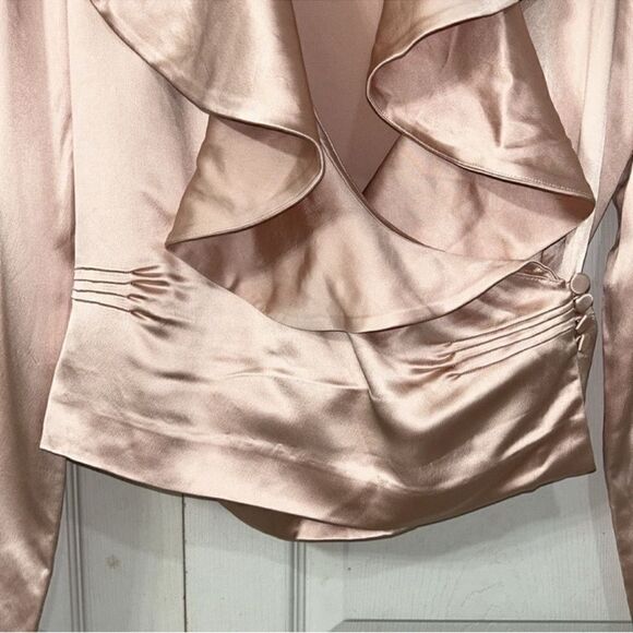 GRFRLND Revolve Rose Pink Ruffle Neck Top/Blouse (Size Medium) - Picture 5 of 7